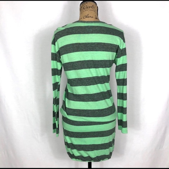 C&C California Green Striped Long Sleeved Dress S - Picture 3 of 4
